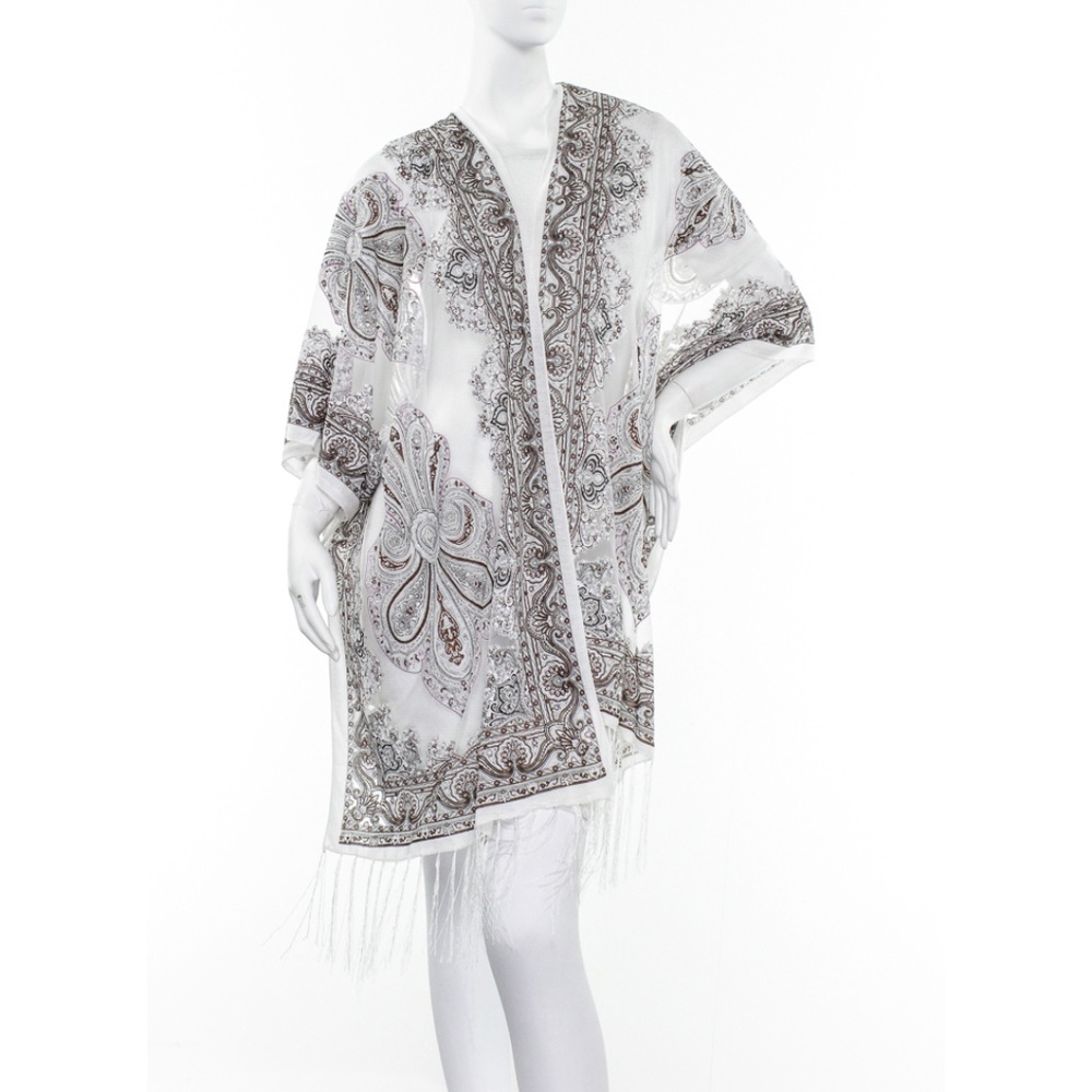Zoe Madison Burnout Kimono : New : White/Brown